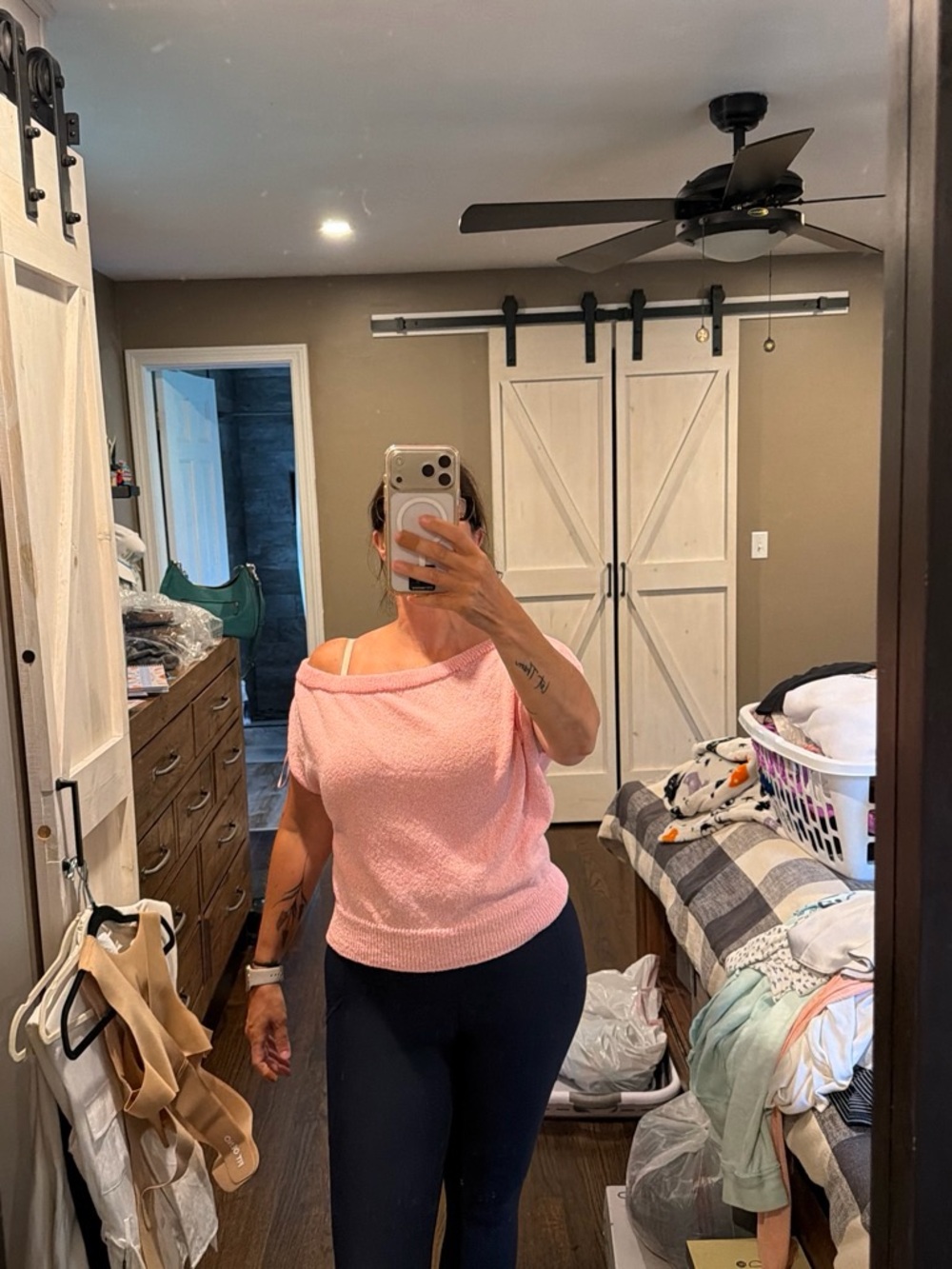 Le Lis Soft Pink Off-the-Shoulder Knit Top
